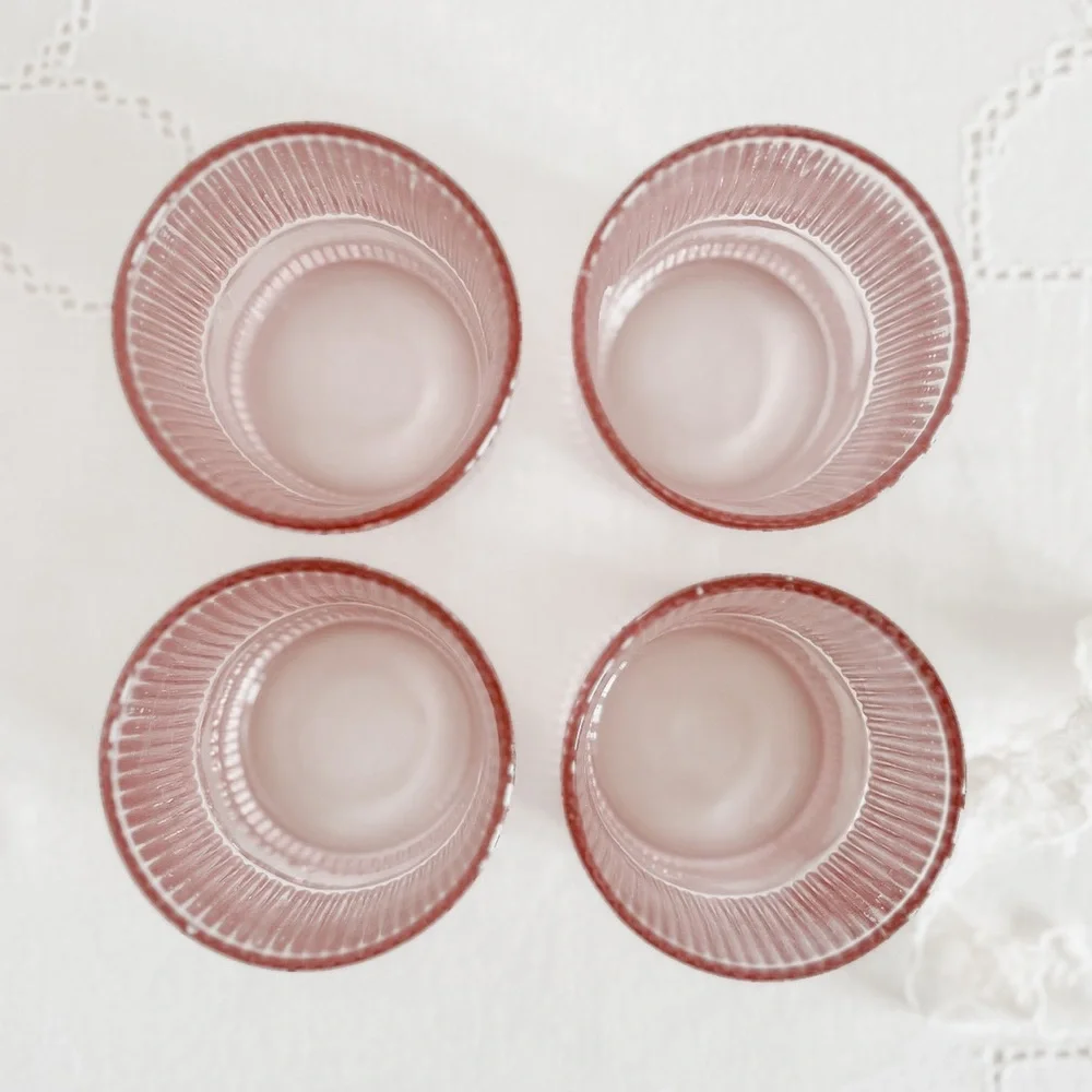 NoHo Pink Ribbed Drinking Glasses Set of 4